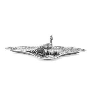 925 Pure Silver Handcrafted Peacock Pooja Thali – Traditional Silver ...