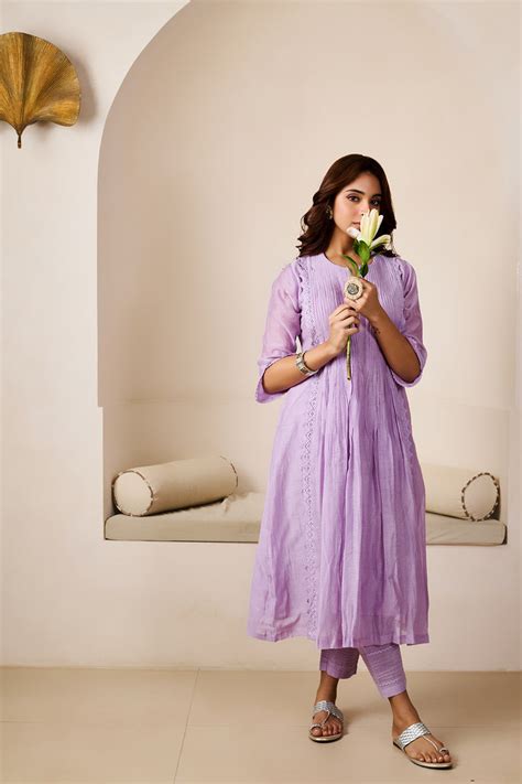 Akshara Lilac Chanderi Set of 3 – fabriclane.co.in