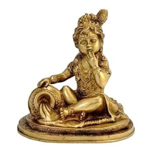 Buy Metal-Brass Bal Krishna Makhan Chor Idol (3 Inch Height) Online at ...