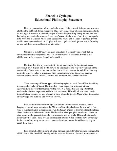 Philosophy Statement Examples 的图像结果