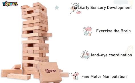Buy Toyshine Wooden 54 Wooden Building Block, Party Game, Tumbling ...