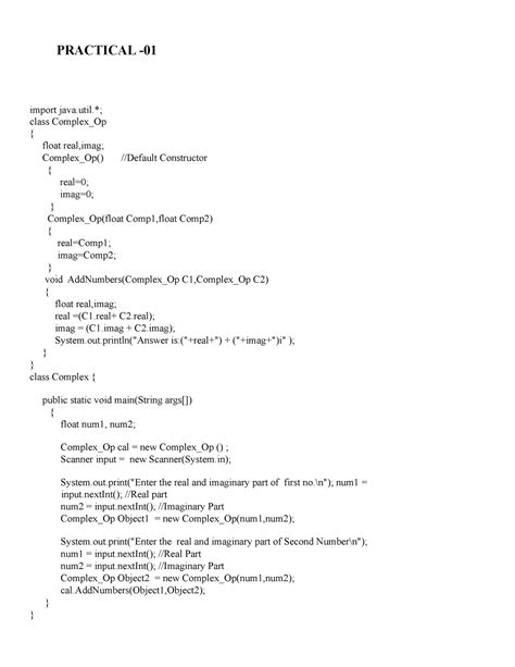 Practicals 1 - practical materials - PRACTICAL - import java.*; class ...
