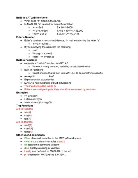 Matlab lesson 3 - Built-in MATLAB functions What does “e” mean in MATLAB? In MATLAB, “e” is used ...
