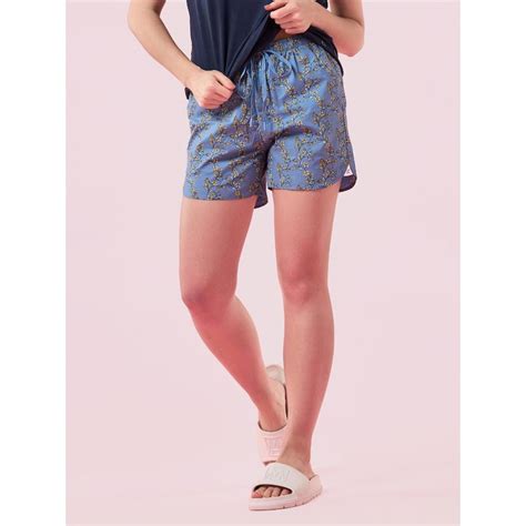 Buy Enamor E7A1 Combed Cotton Mid-Rise Relaxed Fit Hangout Shorts Blue ...