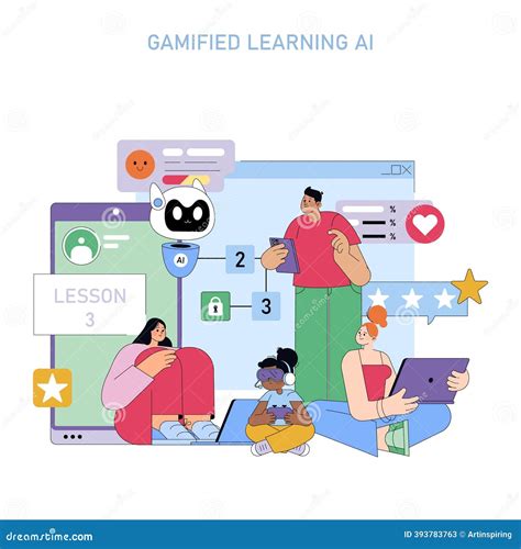 Gamified AI Learning Interaction With Cartoon Vector | CartoonDealer ...