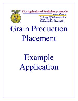 Fillable Online ffa Grain Production Placement Example Application ...