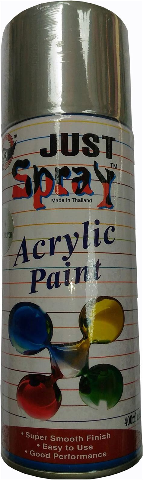 JUST SPRAY Spray Paint, Silky Silver Glossy Finish 400ml : Amazon.in ...