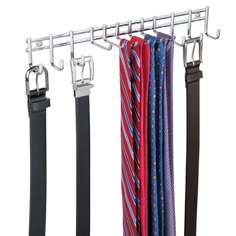 mDesign Closet Organizer Rack for Ties, Belts - Wall Mount, Chrome ...