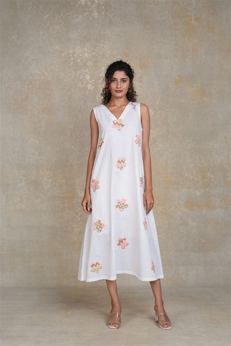 White Cotton Poplin Cali Dress