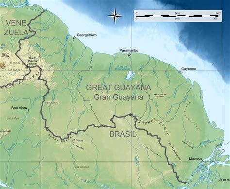 Guiana Highlands Physical Map