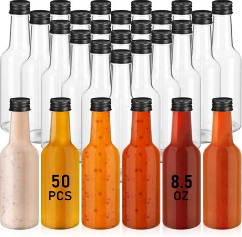 Amazon.com: Zubebe 50Pcs Hot Sauce Bottles 8.5 oz Woozy Clear Empty Mini Liquor Plastic Alcohol ...