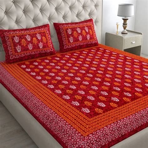 Jaipuri bedsheet Motif Printed Jaipuri Cotton Double Bedsheet with 2 ...