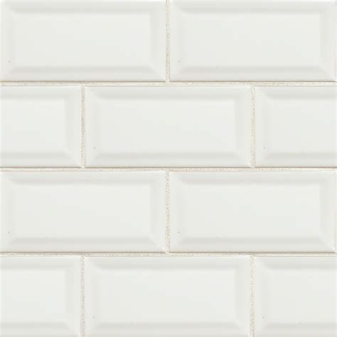 White Hudson 3X6 Glossy Ceramic Beveled Subway Tile - Porcelain Tile USA