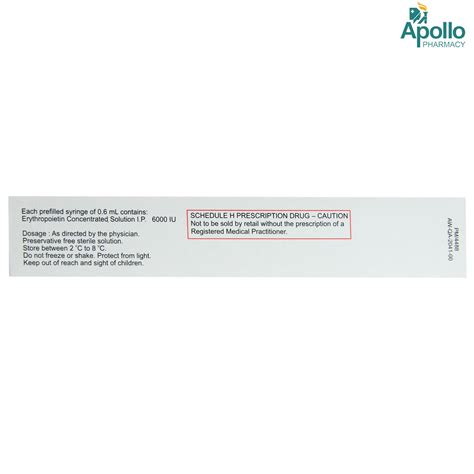 Epofit 6000IU Injection 0.6 ml Price, Uses, Side Effects, Composition ...