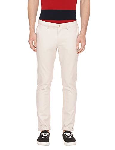 Buy BASICS Tapered Fit White Swan Stretch Trouser at Amazon.in