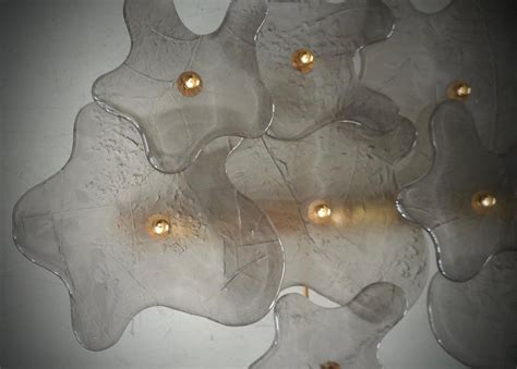 Murano Art Glass and Brass Ice White Color Wall Light and Sconces, 2000 ...