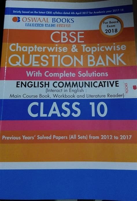 Oswal Books - CBSE - English Communicative- Class 10 - for Board exam ...