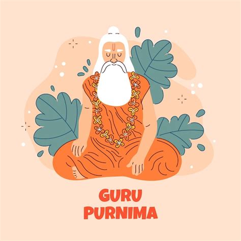 Illustration de gourou purnima dessinée à la main avec un moine barbu ...
