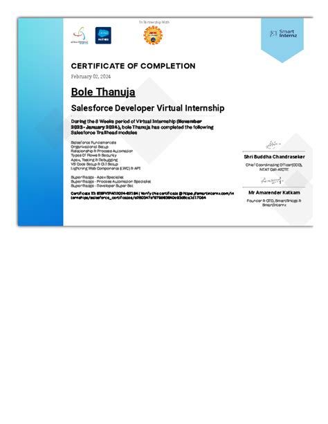 Salesforce - In Partnership With CERTIFICATE OF COMPLETION February 02 ...