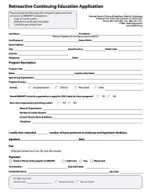 Fillable Online nbdhmt Retroactive Continuing Education Application ...