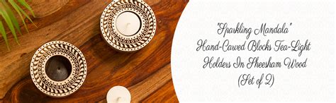 Buy ExclusiveLane Mandala Hand-Carved Block Tea Light Holder (Set of 2 ...