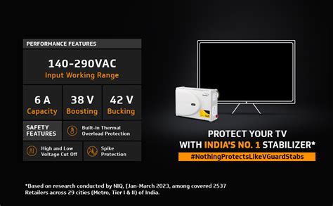 V-Guard Digi 200 Supreme TV Stabilizer|Applicable for Smart TVs up to ...