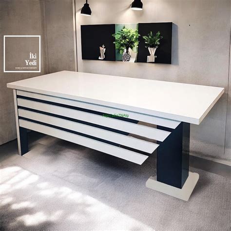 Hausser Siyah Beyaz 180 cm Çalışma Masası Modern Makam Yönetici Ofis M - letgo'dan Sıfırından ...