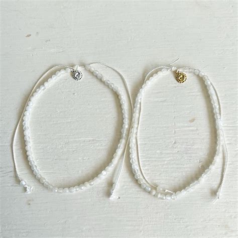 Cut beads white moon stone bracelet | treasured friends