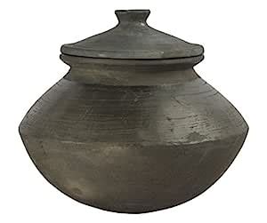 Buy vaghbhatt Clay Handi With Lid, 4 L, 1 Piece (Black) Online at Low ...