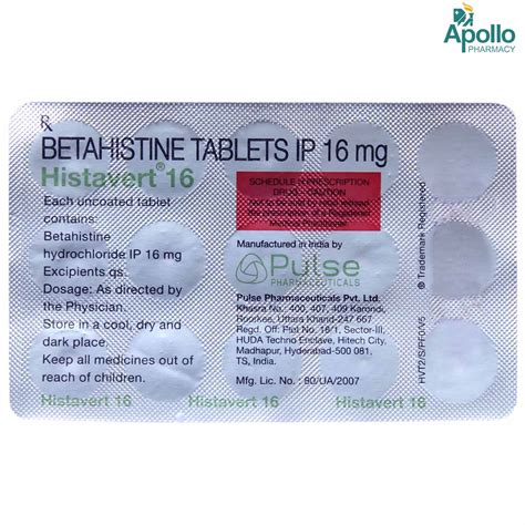 HISTAVERT 16MG TABLET Price, Uses, Side Effects, Composition - Apollo ...