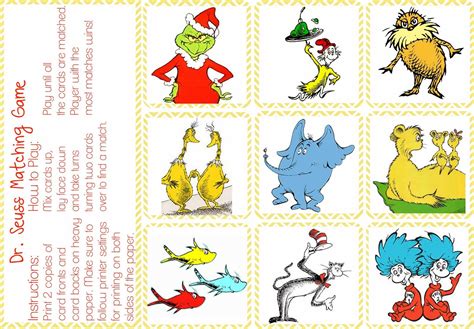 Dr Seuss Matching Game Seuss Thing 1 And Thing 2 Where Are You?