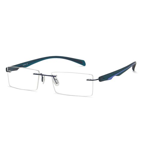 Buy Matte Turkish Blue Rimless Rectangle Lenskart Air Essentials LA ...