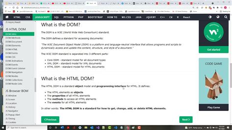 JavaScript W3Schools Tutorial HTML DOM 的图像结果