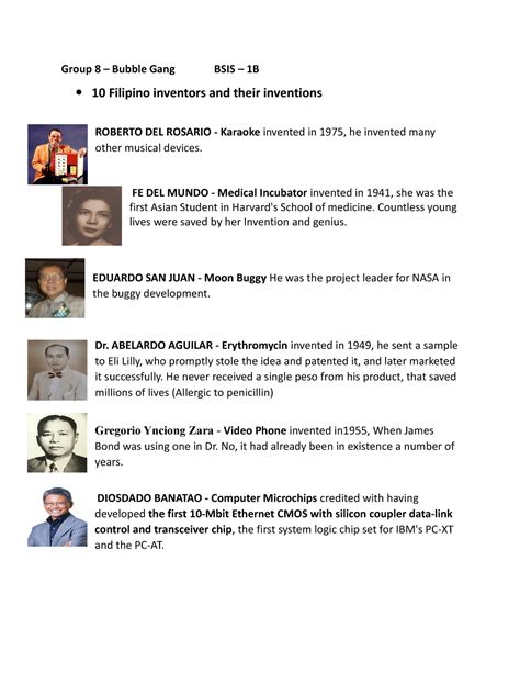 Filipino Inventors And Their Inventions