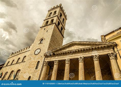 Temple of Minerva - Assisi, Umbria Region, Italy Stock Image - Image of ...