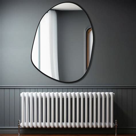 Modern Decorative Asymmetrical Bathroom Mirror with Black Wooden Finis ...