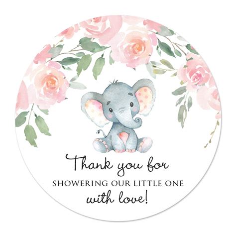 Buy 2" Round Elephant Baby Shower Thank You Favor Stickers (40 Labels ...