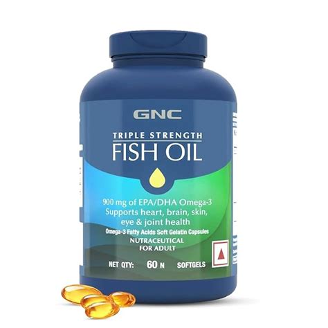 GNC 1500 MG Triple Strength Fish Oil Omega 3 Capsules for Men & Women ...