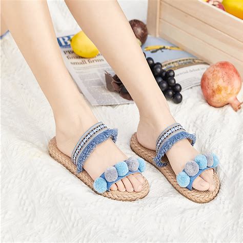 Slippers Summer Slippers For Girls Ethnic Style Comfortable | Etsy