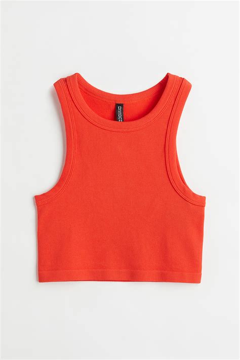 Ribbed vest top - Red - Ladies | H&M IN