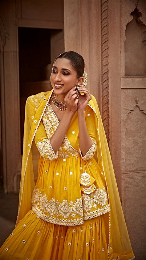 Yellow Diamond Peplum Sharara – Preevin