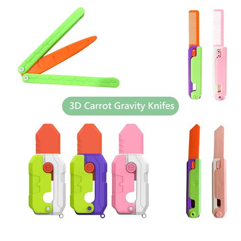 3D-Printed-Carrot-Gravity-Knifes-Fidget-Anxiety-Toys-Stress-Butterfly ...