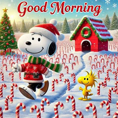Snoopy & Candy Canes - Good Morning Holiday Quote Pictures, Photos, and ...
