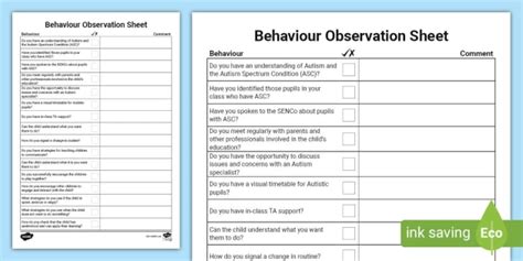 Behaviour Checklist: Supporting Autistic Pupils