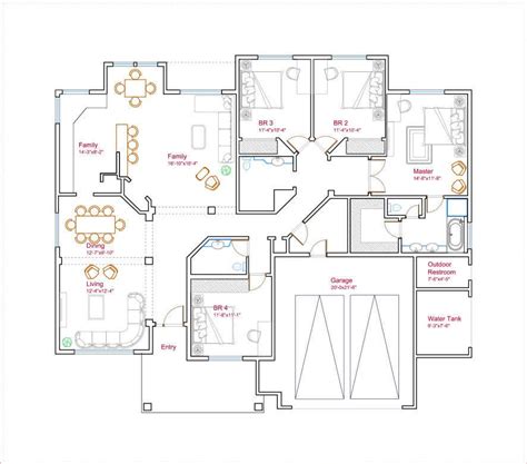 Modify an house plan with dimensions for all rooms | Freelancer
