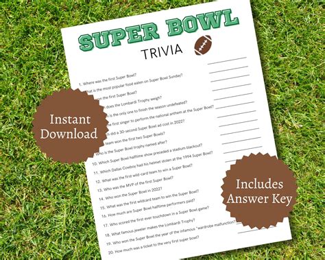 Fun Super Bowl Trivia Questions And Answers Printable | The Tube