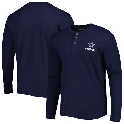 Men's Navy Dallas Cowboys Maverick Thermal Henley Long Sleeve T-Shirt ...