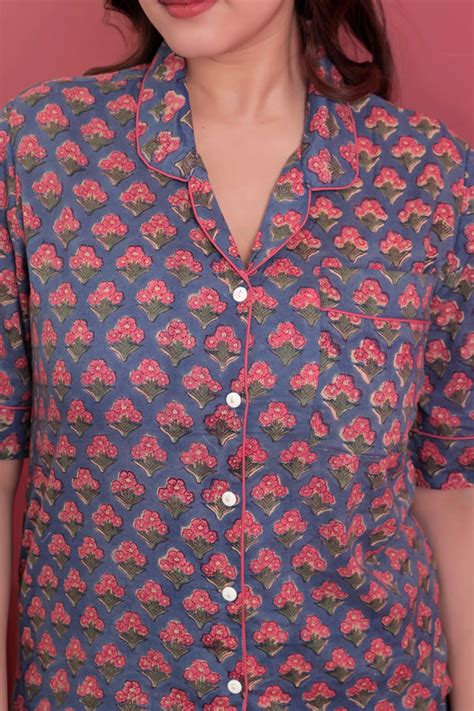 Short PJ Set Blue Flower – Blando Studiio