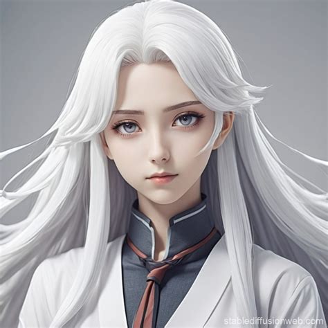 White Hair Anime Character | Stable Diffusion Online