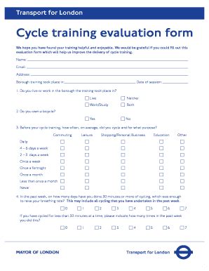 Fillable Online tfl gov Cycle training evaluation form. Cycle training ...